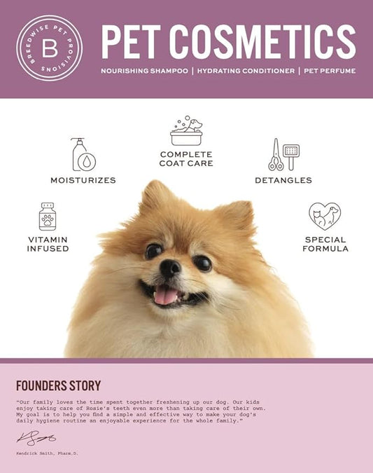 Breedwise Dog and Cat Conditioner - Moisturizing Hypoallergenic Formula for Sensitive Skin - Detangling & Smoothing Pet Cream - Sweet Pea & Vanilla Scent - 12oz - Made in USA