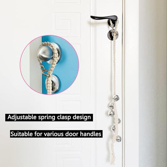 Dog Hanging Doorbells| 6 Extra Loud Dog Potty Training Bells| Adjustable Durable Braided Rope Door Bell for Dogs to Ring to Go Outside(Silver, Large)