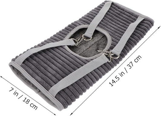 Milisten Warm Plush Ferret Hideout Nest Small Pet Hanging Tunnel Cage Hammock for Hamsters Rats Chinchillas Cozy Winter Sleeping and Playing Space in Grey