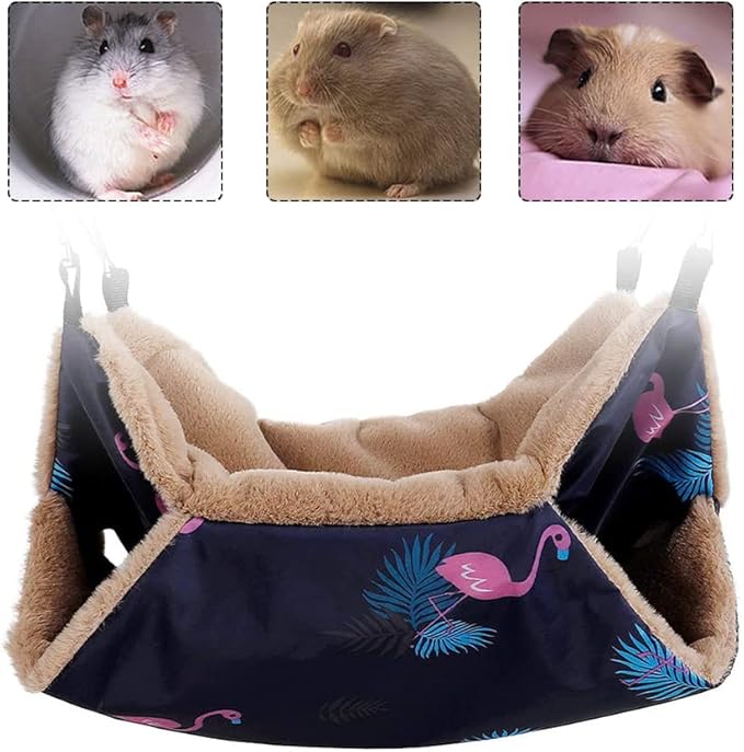 Pet Hammock, Rat & Rabbit Plush, Chinchilla Swing Nest, Small Pet Cage Hammock, Keep Warm, Hamster Hanging Bed, 13.39in x 13.39in, Pink, Solid, Rectangular, Wear Resistant