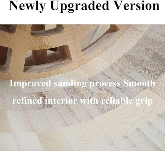 7" Silent Hamster Wheel, Carbonized Bamboo Exercise Spinner with Adjustable Stand for Dwarf Hamsters, Roborovski & Small Mice