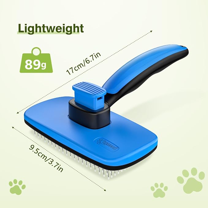 Pecute Skin Friendly Self-Cleaning Slicker Brush for Dog & Cat Shedding | 1 click clean, Lightweight, Undercoat hair removal, For short/long/double/white coats