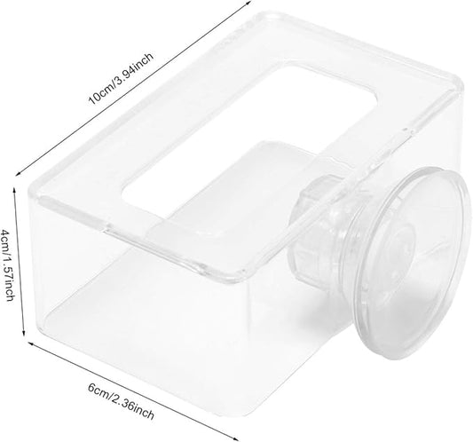Aquarium Fish Feeding with Suction Cup, Floating Food Feeder for Betta Goldfish Small Tanks, Acrylic Fish Feeder for Reducing Waste and Keeping Water Clean, 2 Sizes for Feeding Tub
