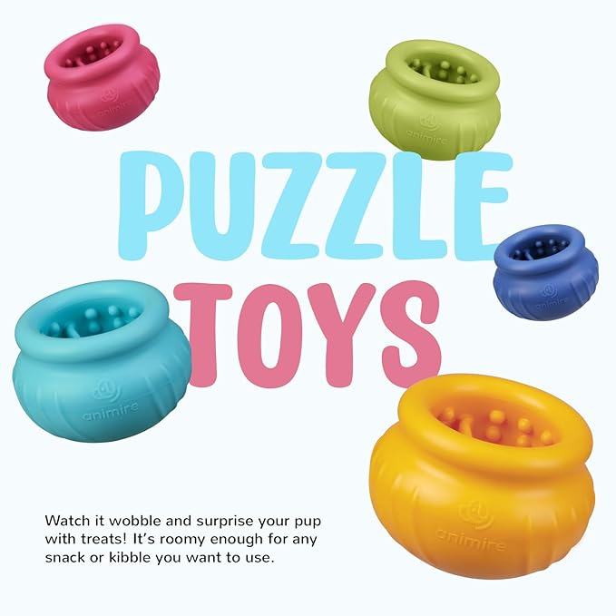 Wobbly Dog Enrichment Lick Toy, Stuffable Frozen Lick Bowl to Keep Dogs Busy, Long-Lasting Interactive Treat Dispensing Dog Toy, Silicone Fetch Catch Chew Toy(Teal,L)