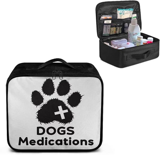 Rnyleeg Paw Prints First Aid Kit for Dog Empty First Aid Bag for Veterinary Medical Kit for Home Car Portable Travel Medical Supplies Bag