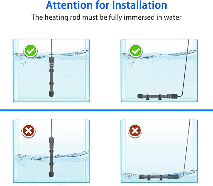 YOFOTHS Adjustable Mini Aquarium Heater 20-40 Gallons Submersible Small Fish Tank Heater 200W Digital Display Thermostat External Temperature Controller (200W)