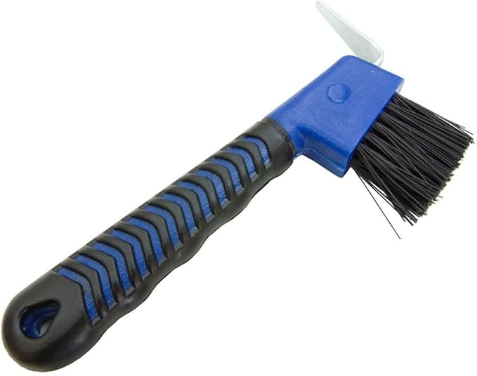 Intrepid International Rubber Handle Hoof Pick w/Brush for Horses, Hoof Pick for Easy Horse Hoof Cleaning, Horse Grooming Supplies