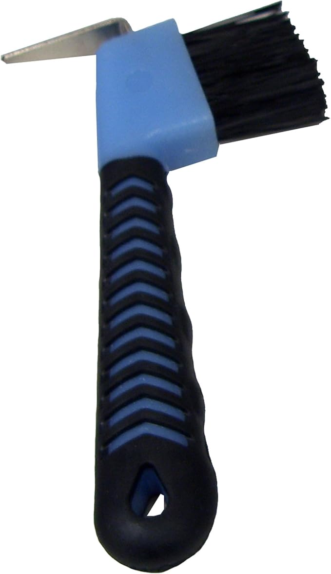Intrepid International Rubber Handle Hoof Pick w/Brush for Horses, Hoof Pick for Easy Horse Hoof Cleaning, Horse Grooming Supplies