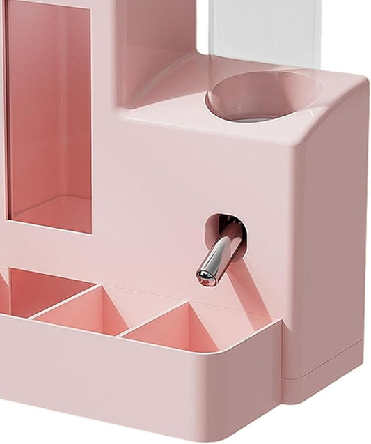 Gralara 3 in 1 Hamster Automatic Feeder Container Accessories Bowl Feeding Station Dispenser for Ferrets Patio Small Animal Terrace, Pink 120ml Bottle