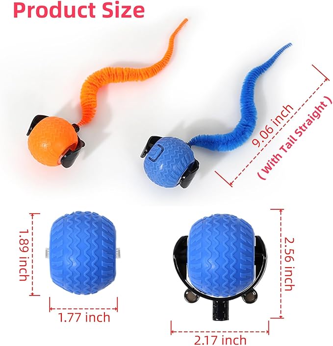 GoldenLife Interactive Cat Toys for Indoor Cats, Hamster Ball with Speedy Tail 2.0, Safe Silicone,3 Modes (Speed/Light) & Type-C Charging, Durable Moving Dog Toy for Indoor Cats/Dogs (Blue)