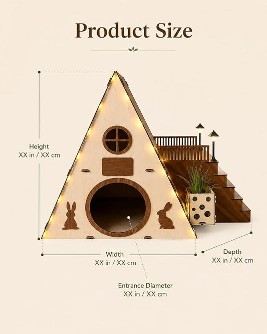 Tnstbiee Large Modern Wooden Rabbit Castle House Hutch - Bunny Hideout Indoor Habitats - Pet 2-Story Home Furniture(Excluding Street Lights)