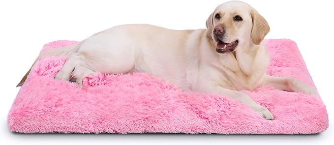 Vonabem Large Dog Bed Pink, Washable Pet Crate Pads for Large Medium Dogs, Plush Soft Girl Princess Puppy Beds,Anti-Slip Pets Mats for Sleeping 35 * 23 inch