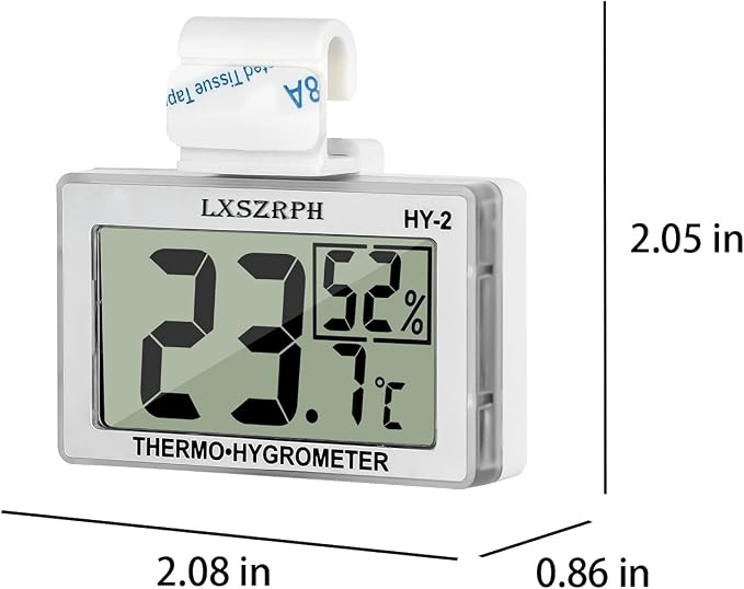 Reptile Hygrometer Thermometer, Digital Amphibian Hygrometer Thermometer with Hook Temperature Humidity Meter Gauge for Reptile Tanks, Terrariums, Vivarium, LCD Display 1pack