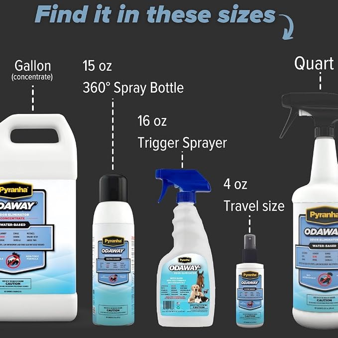 Pyranha Odaway Ready-to-Use Odor Eliminator Spray – Broad Spectrum Scent Neutralizer for Home, Kennel, Car, Bathroom & Gear, Quart
