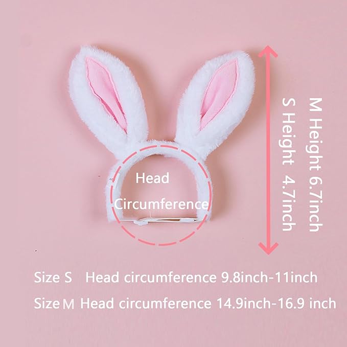 FLAdorepet Dog Rabbit Bunny Ear Headband Headwear Hat,Halloween Easter Cat Bunny Costume Outfits for Small Medium Large Dogs Pet Hair Accessories Apparel (S(Head Girth 10"), White)