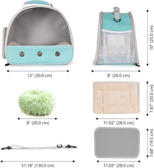 2-Pack Guinea Pig Carrier and Burrowing Bed, Portable Small Animal Cage with Clear Window, Plush and Fluffy Hideaway Pet Bed for Piggies, Hamster