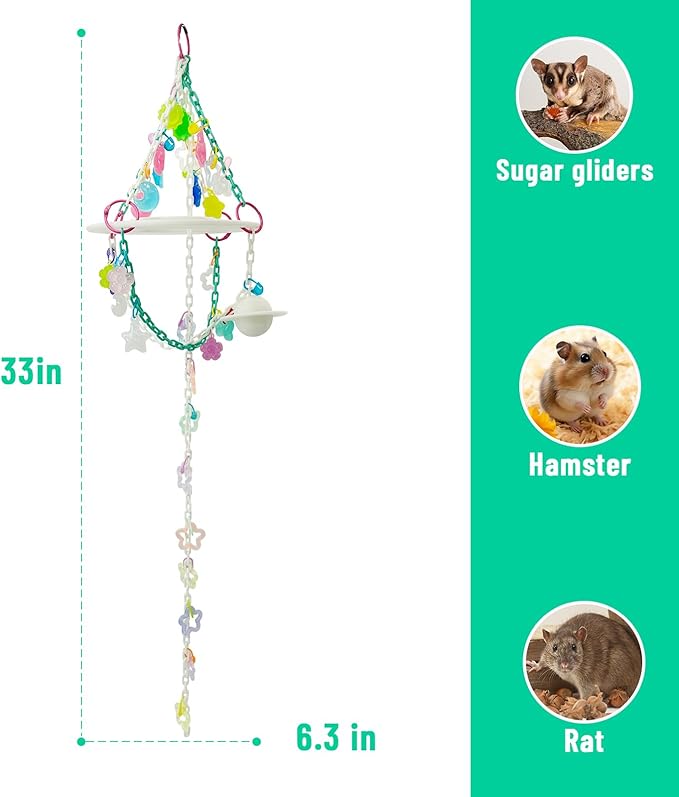 c,Glow in The Dark Sugar Glider Planet Moon Space Platform Toy,SugarGlider Hanging Climbing Toys,Sugar Glider Hamster Rats Toys,for Climbing,Exercising,Sugar Glider Cage Accessories