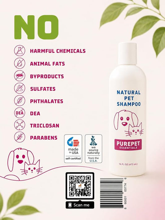 PurePet Essentials Lavender Scent Dog Shampoo for All Pets & Puppies - Natural, Soothing, and Effective 16 0z