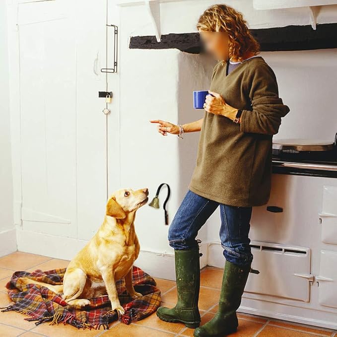 Brass Tinkle Dog Doorbell Dog Training Bells Door Knob Jingle Bells Dog Potty Door Bell Outside Loud Ringing Bells with Screw for Puppy Pets Black