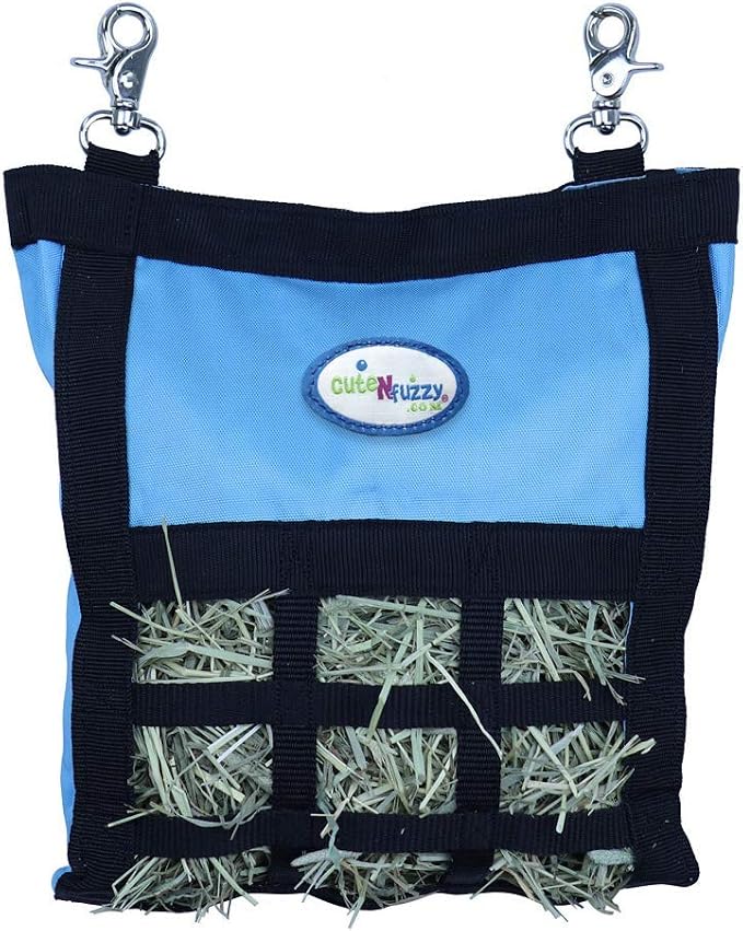 Rabbit & Guinea Pig Hay Bag Feeder with Super Tough Bottom® Design | Small 10" x 11" x 3" Hanging Hay Feeder | Organized Feeding | Made in USA Design (Royal Blue, Small 10" x 11" x 3")