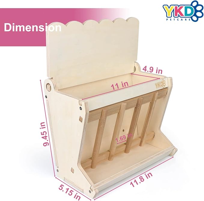 Pet Wooden Hay Feeder for Rabbits, Guinea Pigs, and Chinchillas | Alfalfa Timothy Hay Dispenser, Less Wasted Small Animals Hay Manger (Hanging Large)