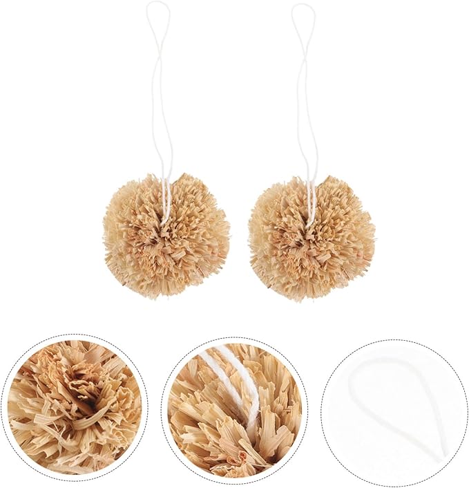 Luxshiny 2Pcs Natural Chew Balls for Small Pets Guinea Pig Plaything Rabbit Molar for Teeth Grinding and Cleaning Safe Corn Leaf Material Suitable for Hamster Bunny Chinchilla Teeth Care
