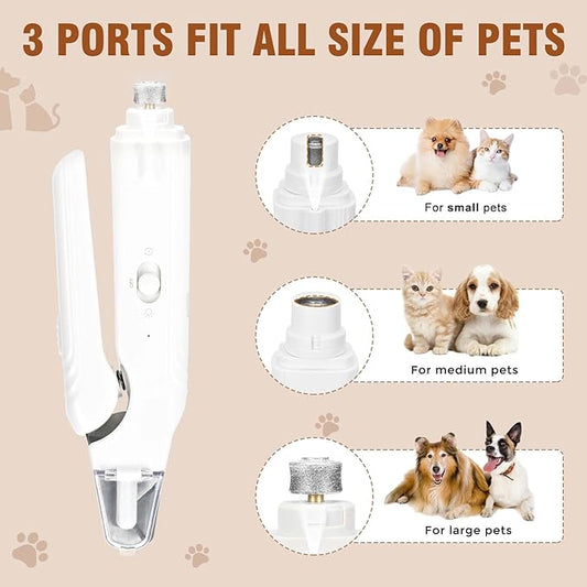 2-in-1 Dog Nail Grinder &Dog Nail Clippers with Light,Cat Nail Clippers ,Ultra-Quiet, USB Rechargeable, Multiple Grinding Methods, and Splash Guard for Large Medium Small Dogs Cats Pets(White)