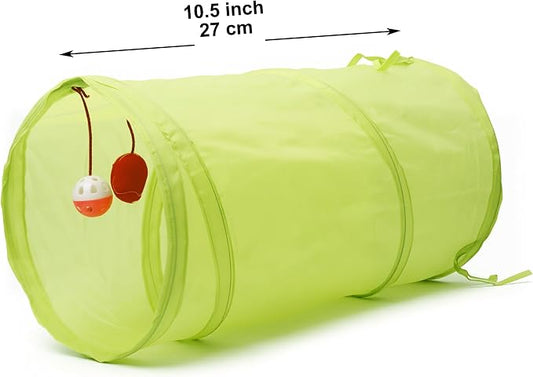 Youngever Cat Tunnel Toy, Collapsible Crinkle Tube with Hanging Ball, Interactive Play Tunnel for Cats, Kittens, Small Pet