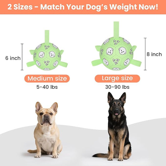 Dog Soccer Ball with Straps - Durable Jolly Ball for Dogs, Large Soccer Ball for Dogs, Dog Toys for Medium Dogs, for Pet Birthday, Outdoor Indoor Play Training Exercise