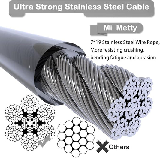 Tie Out Cable for Dogs,10/20/30/50/100FT Dog Leads for Yard Chew Proof,Heavy Duty Tie Out Cable for Large Dogs Up to 125lbs,Dog Runner Tether (Transparent Black, 125Ibs 30ft)