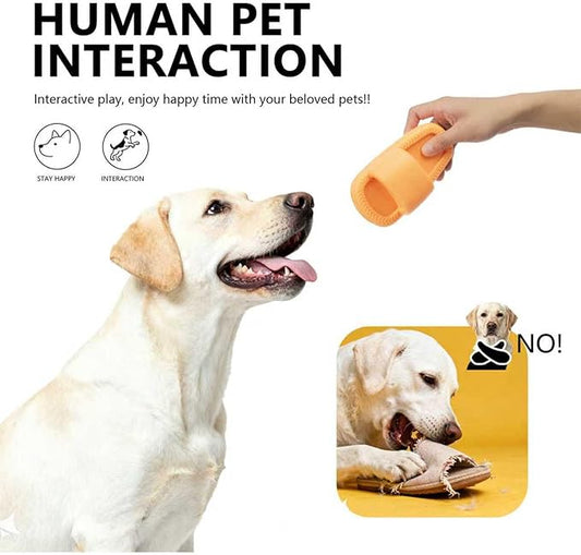 MECOOL Squeaky Slipper Dog Toy - Chew Toys for Aggressive Chewers, Durable Rubber Chew Toy for Dental Cleaning & Boredom Relief, for Small Medium Dogs, Orange