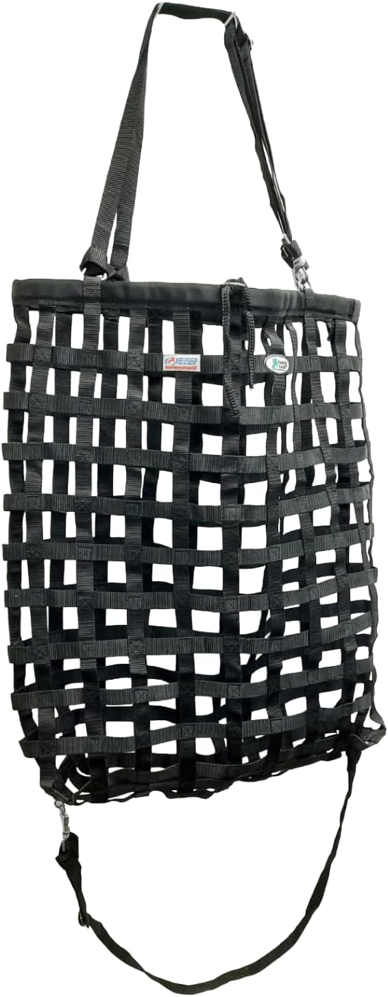 Tahoe Tack Slow Feed Hay Bag for Horses – Patented Durable Nylon Hay Bag with 2"x2" Mesh, Easy-Fill Top Ring, Tough Bottom for Trailer & Stall Feeding