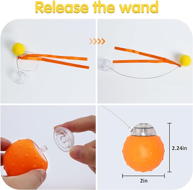 Muhhiba Interactive Cat Toys Balls, Automatic Moving Cat Toys for Indoor Cats, Self Rotating Ball with Motion Activated, Electric Cat Mouse Toys, USB Rechargeable