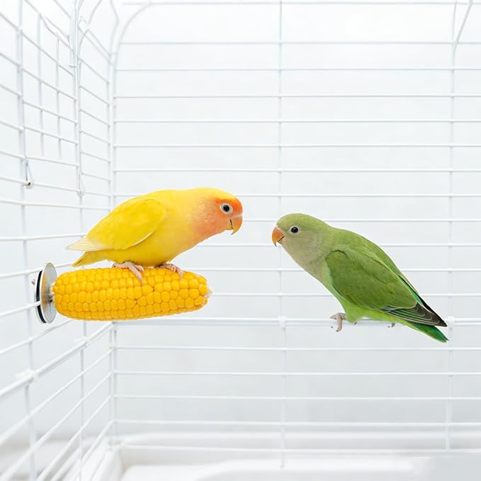 Bird Perches, Parakeet Cage Accessories, 3 Pack Natural Mini Corn Standing Perch Chew Toy, Bird Toys for Budgies, Cockatiels, Lovebirds, Green Cheeks, Small to Medium Birds