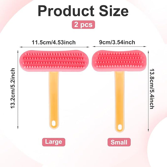 2Pcs Bunny and Guinea Pig Brush, Rabbit Grooming Brush Kit, Soft Silicone Bunny Brushes for Small Pets, Cats, Dogs, Kittens