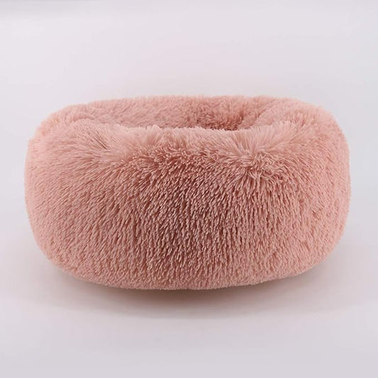 Modern Soft Plush Round Pet Bed for Cats or Small Dogs, Mini Medium Sized Dog Cat Bed Self Warming Autumn Winter Indoor Snooze Sleeping Cozy Kitty Teddy Kennel (20” D x 8'' H, Pink)