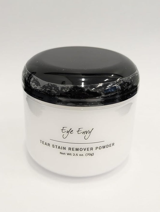 Eye Envy Tear Stain Remover Powder for Dogs and Cats. Natural, Safe Formula. Apply Around Eyes. Absorbs and Cleans Tears and Staining. Keeps Area Dry. Made in The USA. (2.5 oz)