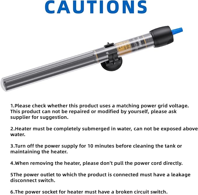 FREESEA 100 Watt Aquarium Fish Tank Heater with Aquarium Submersible Thermometer