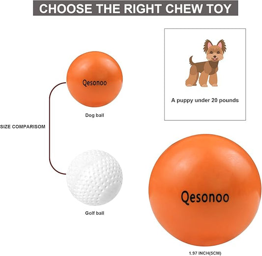 Dog Balls Indestructible,Solid Rubber Bouncy for Dogs Aggressive Chewers Small Breed,Non-Toxic&Floating&High Elasticity,Durable Fetch Ball Small to Chew,Play and Training, Orange, 2 In(5cm)