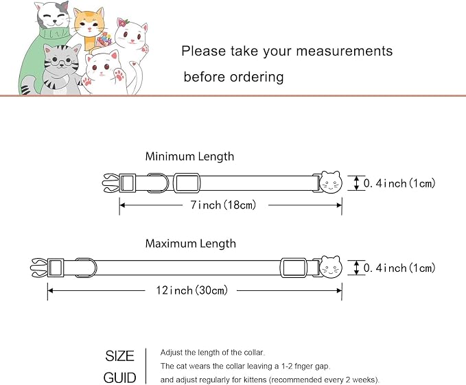 Yizepet Cat Collars with Bells, Breakaway Kitten Collar, Cute Kitty Collar, Pet Supplies Accessories