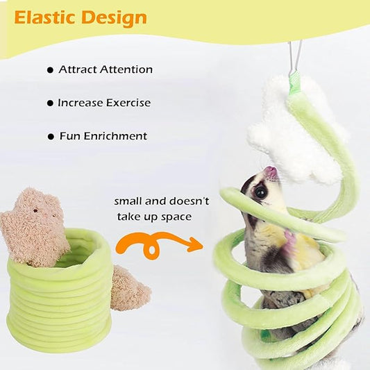 Sugar Glider Toys, Elastic Sugar Glider Climbing Ropes, Hanging Sugar Cage Accessories, Rat Enrichment Climbing Toys, Soft Touch Small Pet Swing Toy (1pc Random Color)