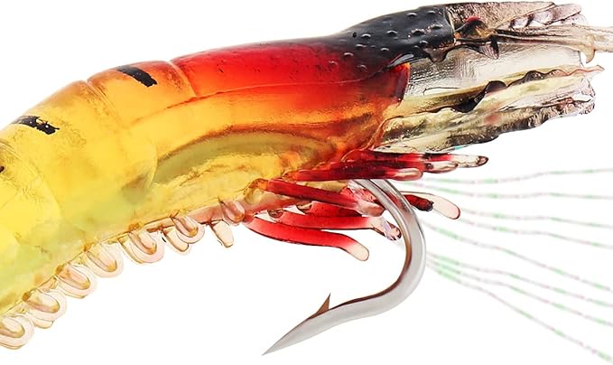6pcs Saltwater Shrimp Fishing Lures, Fishing Shrimp Lures Luminous Silicone Soft Bait for Freshwater Saltwater