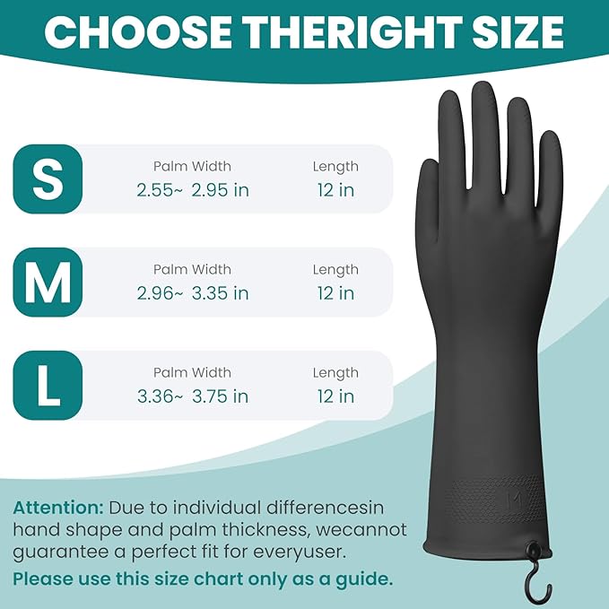 4 Pairs Rubber Dishwashing Gloves with Hanging Hooks - Reusable Cleaning Gloves for Kitchen & Household, Non-Slip, Durable and Flexible (Small, 4 Colors: Black, Pink, Blue, Purple)