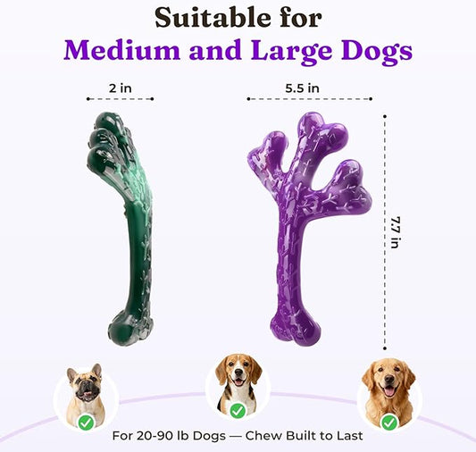 Frienhund 4 Pack (XL Cactus) Indestructible Tough Dog Toys for Aggressive Chewers: Beef Flavored Chew Bone for Large Dogs 20-90 lbs, Long Lasting & Keep Them Busy