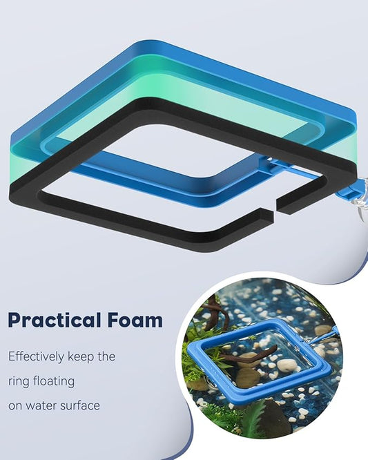Pawfly 2 Pcs Fish Feeding Ring for Aquarium – Round and Square Floating Food Feeder with Suction Cup for Betta, Goldfish, Guppy, Turtle & Small Fish