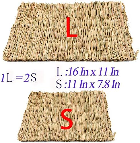 Hamiledyi Grass Mat Woven Bed Mat for Small Animal 3PCS Large Bunny Bedding Nest Chew Toy Bed Play Toy for Guinea Pig Parrot Rabbit Bunny Hamster Rat