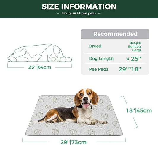 FXW Washable Pee Pads for Dogs, Puppy Pads with Super Absorbent, Specifically Designed for 30inch Cages, 18" x 29" Rectangle, Khaki, 2 Packs