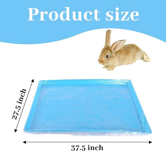 kathson 100 pcs Rabbit Cage Liners Disposable Large Plastic Mat Films for Bunny Guinea Pigs Chinchillas Rats Hamsters Hedgehogs and Other Small Animals 37"×27"