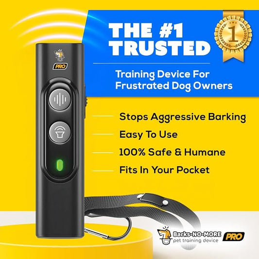 Pro Dog Bark Deterrent and Training Device - Stop Barking Without Hurting Your Pet - Rechargeable Ultrasonic Dog Bark Trainer - Just Point and Press, Black