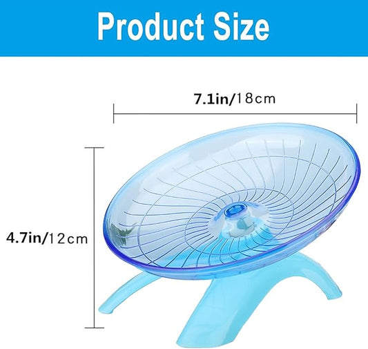 Hamster Flying Saucer Silent Running Wheel, 7 Inch, Suitable for Guinea Pigs, Hamsters, Hedgehogs and Other Small Animals to Ensure Safe Exercise(Blue)